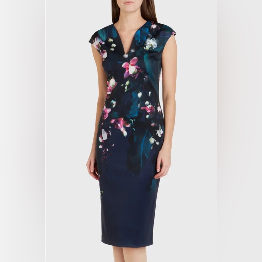Ted Baker London Antonya Floral Sheath Dress Navy Blue 2